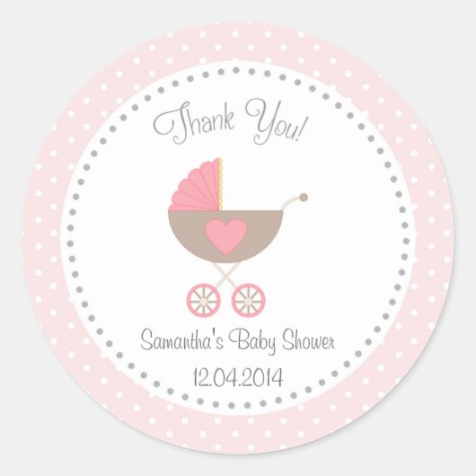Rond Sticker Baby shower de transport bébé rose (Devant)