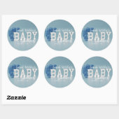 Rond Sticker Baby shower des Garçons Bleu Balloon (Feuille)