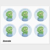 Rond Sticker Baby shower Dinosaur Triceratops (Feuille)