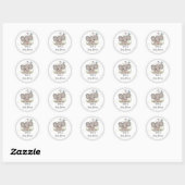 Rond Sticker Baby shower d'oiseaux de lapin gris blanc (Feuille)