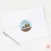 Rond Sticker Baby shower Eléphant bleu et Brown (Enveloppe)