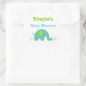 Rond Sticker Baby shower éléphant bleu et vert Favorise (Sac)