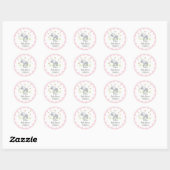 Rond Sticker Baby shower éléphant gris (Feuille)