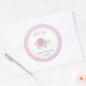 Rond Sticker Baby shower Eléphant Rose (Enveloppe)