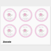 Rond Sticker Baby shower Eléphant Rose (Feuille)