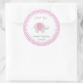 Rond Sticker Baby shower Eléphant Rose (Sac)
