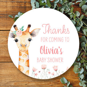 Rond Sticker Baby shower en Giraffe Rose