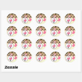 Rond Sticker baby shower - Épingle Leopard & Pink (Feuille)