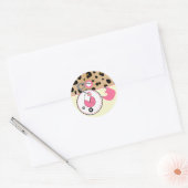 Rond Sticker baby shower - Épingle Leopard & Pink (Enveloppe)