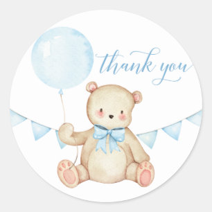 Rond Sticker Baby shower Favoriser Garçon Teddy Bear