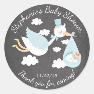 Rond Sticker Baby shower Favoriser Stork Boys