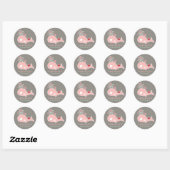 Rond Sticker Baby shower fille maman rose baleine encei (Feuille)