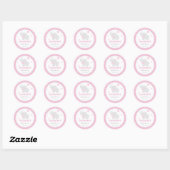 Rond Sticker Baby shower fille Polka Dot Rose Elephant (Feuille)