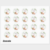Rond Sticker Baby shower Filles Bois Animaux (Feuille)