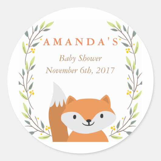 Rond Sticker Baby shower Fix de Woodland (Devant)