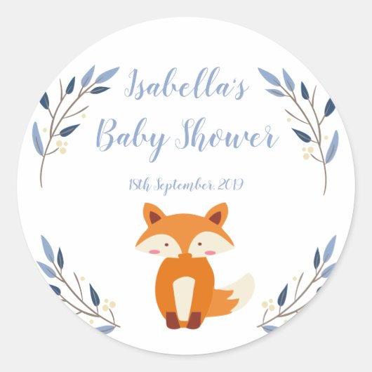 Rond Sticker Baby shower Fix de Woodland (Devant)