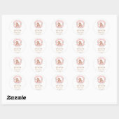 Rond Sticker Baby shower Fleur Rose (Feuille)