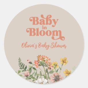 Rond Sticker Baby shower fleur sauvage