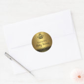 Rond Sticker Baby shower Gold & Black Crown (Enveloppe)