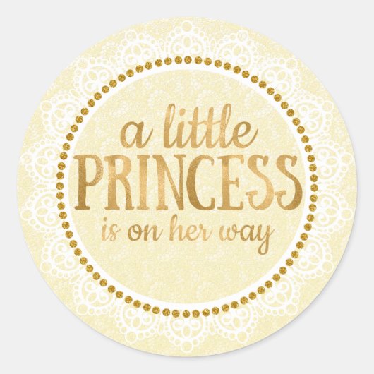 Rond Sticker Baby shower Gold Little Princess (Devant)