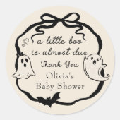 Rond Sticker Baby shower Halloween Ghost Bow (Devant)