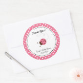 Rond Sticker Baby shower Ladybug rose (Enveloppe)