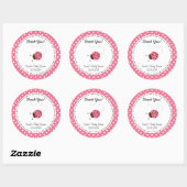 Rond Sticker Baby shower Ladybug rose (Feuille)