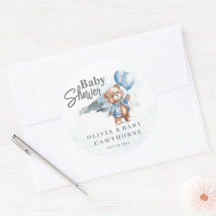 Rond Sticker Baby shower moderne Teddy Bear Baby shower