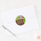 Rond Sticker Baby shower Monkey Jungle Safari Twins (Enveloppe)