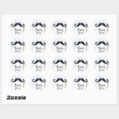 Rond Sticker Baby shower Moustache Merci Favoriser (Feuille)