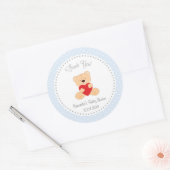 Rond Sticker Baby shower Ours Teddy Bleu (Enveloppe)