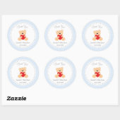 Rond Sticker Baby shower Ours Teddy Bleu (Feuille)