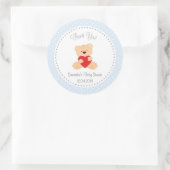 Rond Sticker Baby shower Ours Teddy Bleu (Sac)
