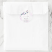 Rond Sticker Baby shower papillon violet (Sac)