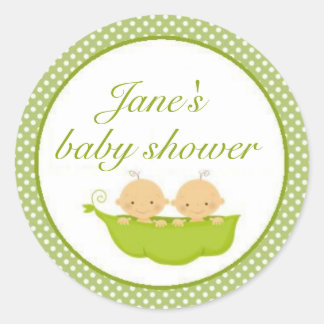 Rond Sticker Baby shower Peas In A Pod Twins