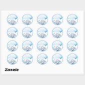 Rond Sticker Baby shower petit arachide - bleu (Feuille)