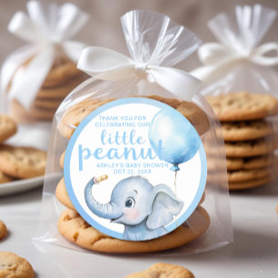 Rond Sticker Baby shower petit arachide - bleu