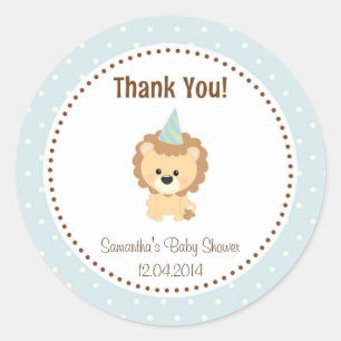 Rond Sticker Baby shower petit Lion bleu