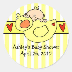Rond Sticker Baby shower pour bébé et canard de Pékin