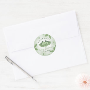 Rond Sticker Baby shower pour deux pois dans un pod Twi