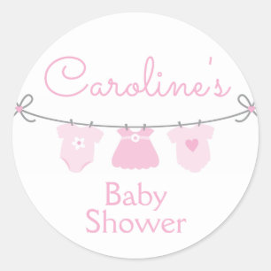 Rond Sticker Baby shower pour fille à linge de bébé, ro