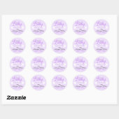 Rond Sticker Baby shower pourpre chic Damask (Feuille)