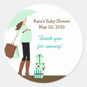 Rond Sticker Baby shower préféré de maman moderne (vert