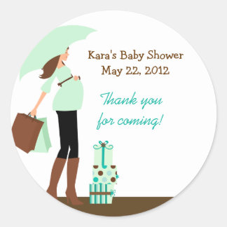 Rond Sticker Baby shower préféré de maman moderne (vert
