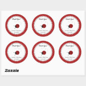 Rond Sticker Baby shower Red Ladybug (Feuille)