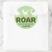 Rond Sticker Baby shower ROAR Dinosaur moderne (Sac)