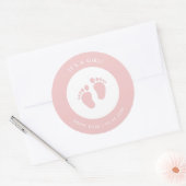 Rond Sticker Baby shower rose | Bébé Nom Favor Sticker (Enveloppe)