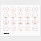 Rond Sticker Baby shower rose blanc prêt à appuyer sur (Feuille)