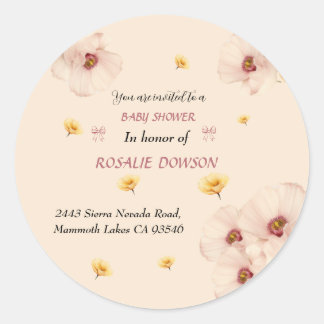 Rond Sticker Baby shower rose floral