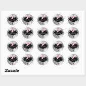 Rond Sticker Baby shower rose noir Damask rose (Feuille)